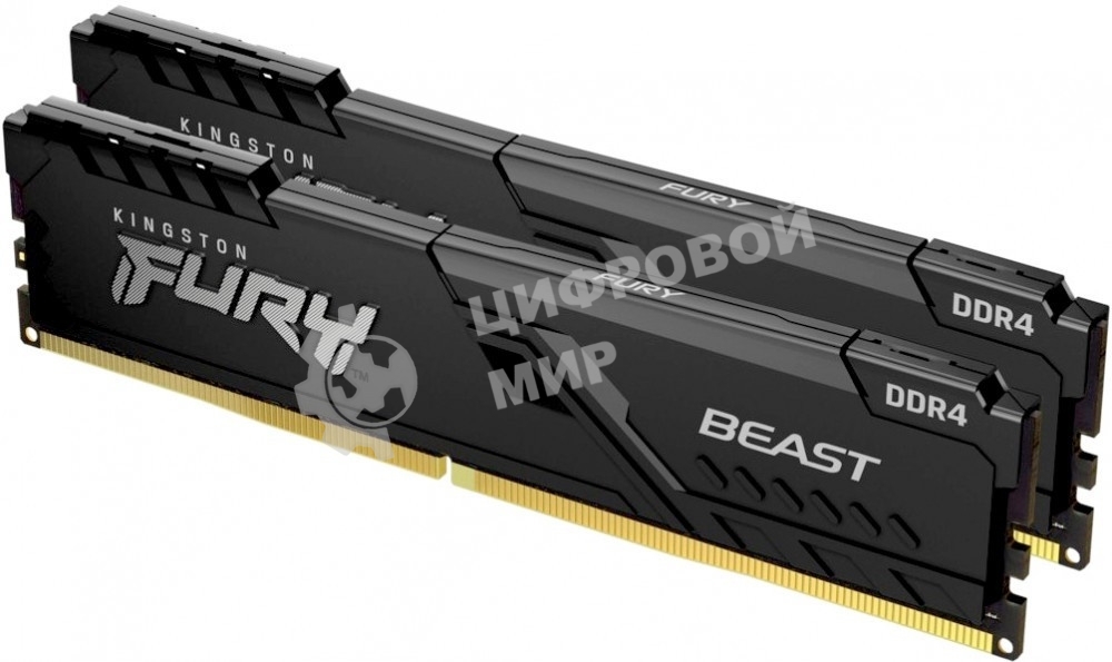Оперативная память Kingston Fury Beast, DDR4, 64GB (2x32GB), 3600MHz, CL18, DIMM, с радиатором, черный