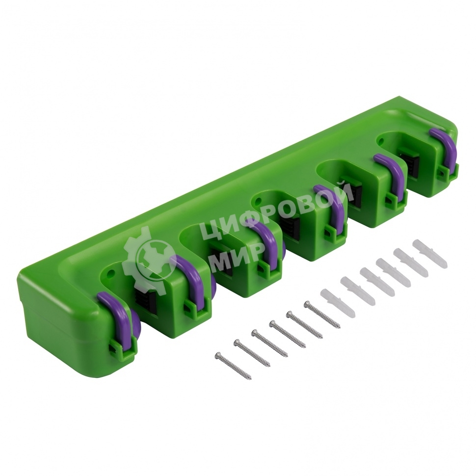 Пластиковый настенный держатель для садово-огородного инструмента Palisad 5 ячеек, 6 крюков