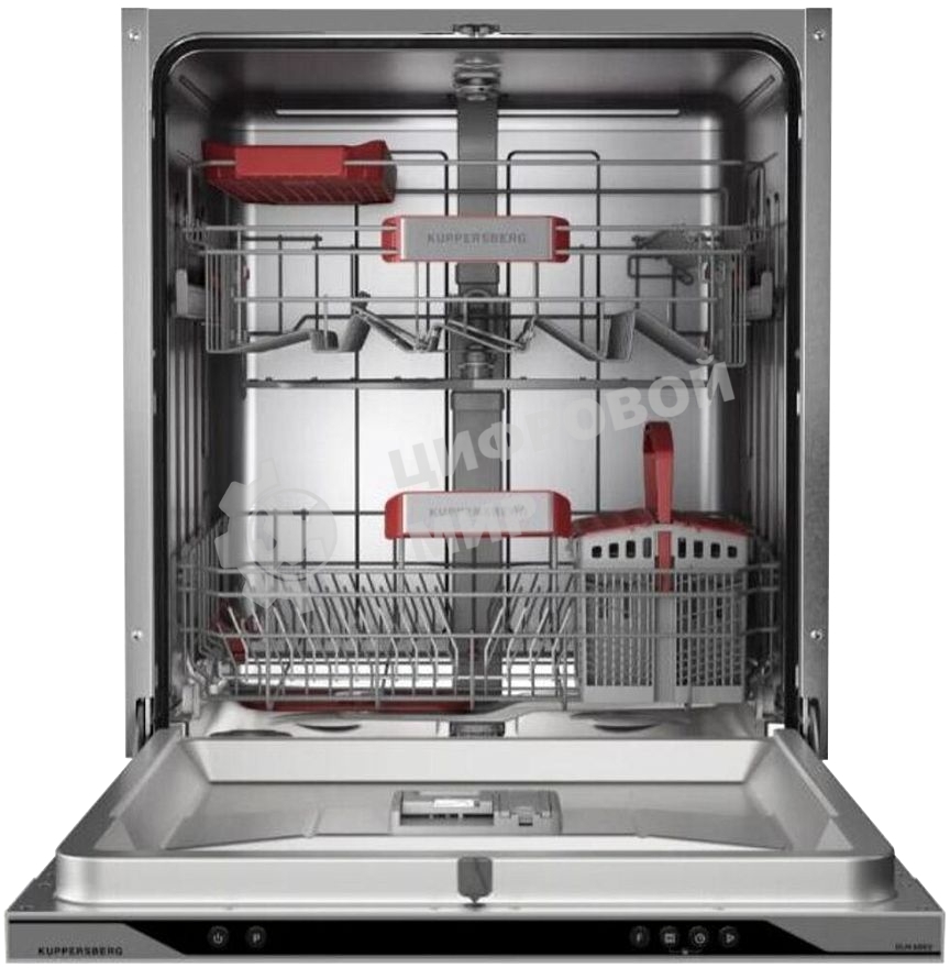 Встраиваемая посудомоечная машина Kuppersberg, High-Tech, 60 см, 14 комплектов, 3 корзины, 7 программ, конденсационная сушка, автоматическое открывание двери, LED подсветка, кнопочное управление, энергоэффективность А+++