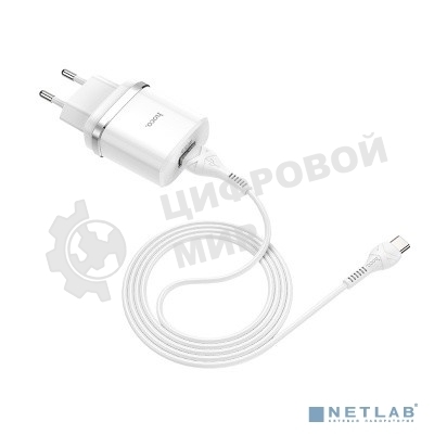 Сетевое зарядное устройство + Кабель Type-C 1m/ QC 3.0/ HOCO HC-16309 C12Q/ 1 USB/ Выход: 5V_9V_12V, 18W, белый