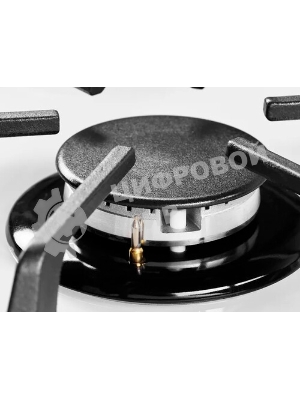 Газовая варочная панель Kuppersberg FG 62 W Газовая варочная панель, закаленное стекло, ширина 60 см, 4 газовые конфорки, WOK конфорка(3,8 кВт), автоподжиг, газ-контроль, чугунные решетки, белый