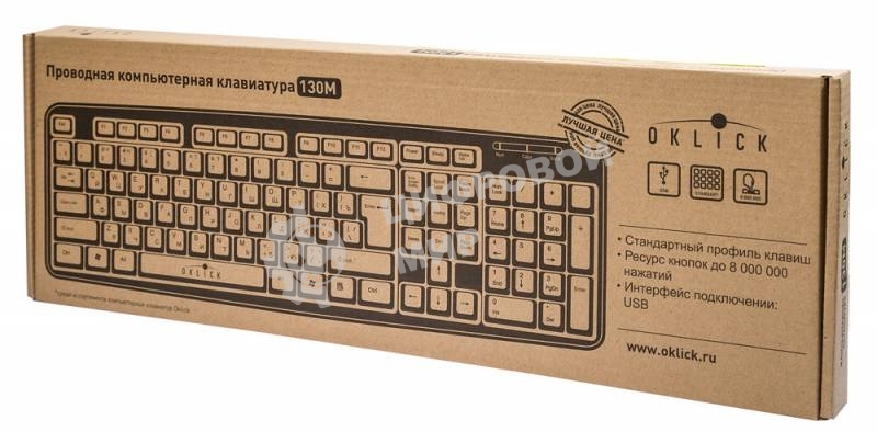 Клавиатура проводная Oklick 130M, USB, черный