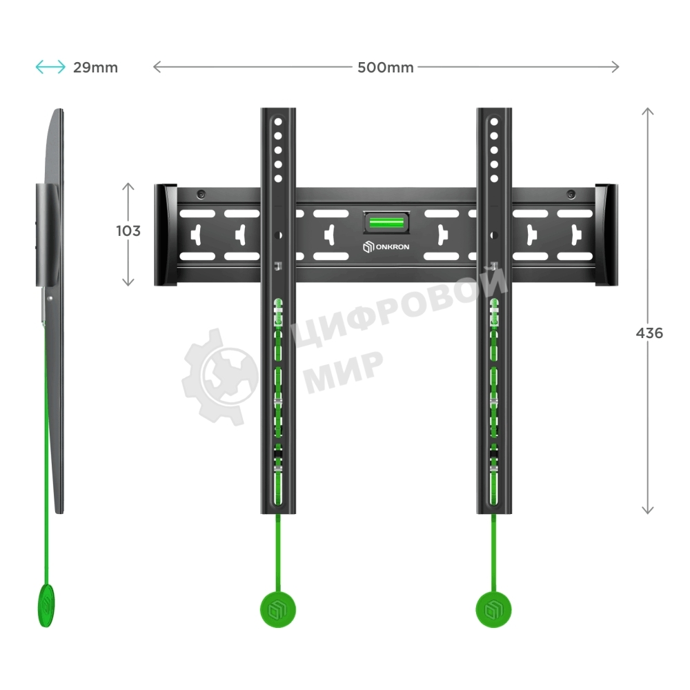 Кронштейн ONKRON FM5/32-55'' макс 400x400 наклон 0º от стены: 29мм макс вес 56,8кг
