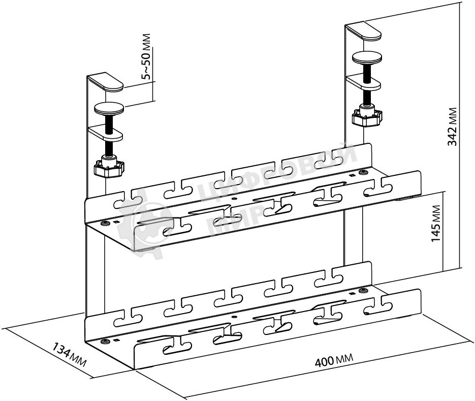 Кабель-канал Cactus CS-CM-400-2BK для столов 40x13.4x34.2 см черный