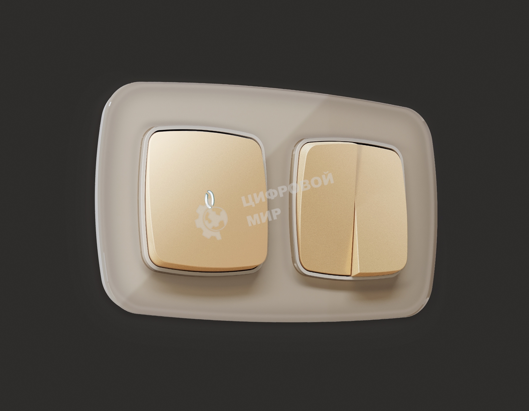 Лицевая панель OMEGA (Шампань) для 1-кл выключателей с подсветкой QUANT OP6020