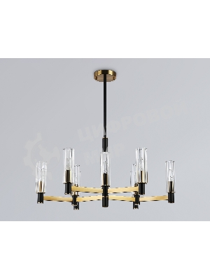 Люстра Ambrella light LH55513/9 BK/BS/CL черный/латунь/прозрачный E14*9 max 40W D760*760