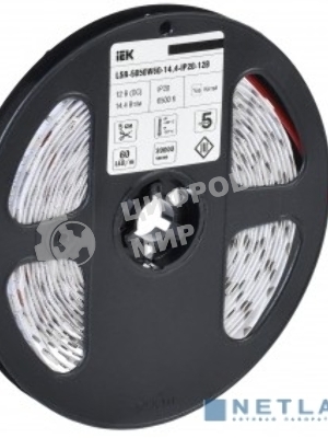 Лента светодиодная IEK LSR2-2-060-20-3-05 5м LSR-5050W60-14,4-IP20-12В
