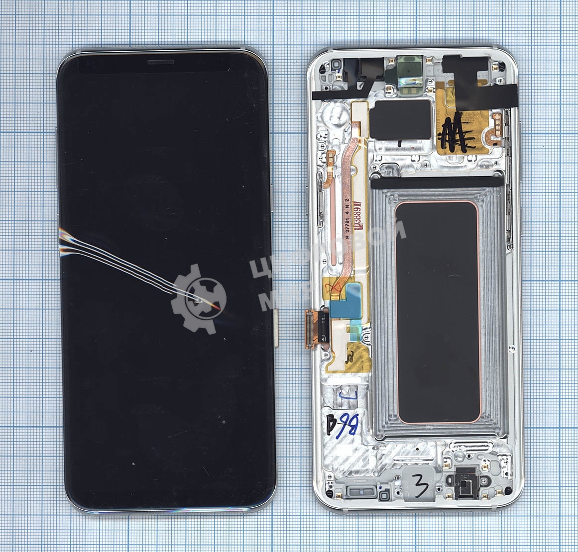 Дисплей для Samsung Galaxy S8 Plus SM-G955F черный c серебристой рамкой