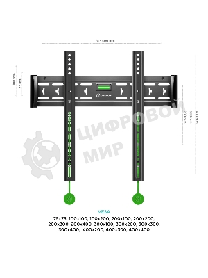 Кронштейн ONKRON FM5/32-55'' макс 400x400 наклон 0º от стены: 29мм макс вес 56,8кг