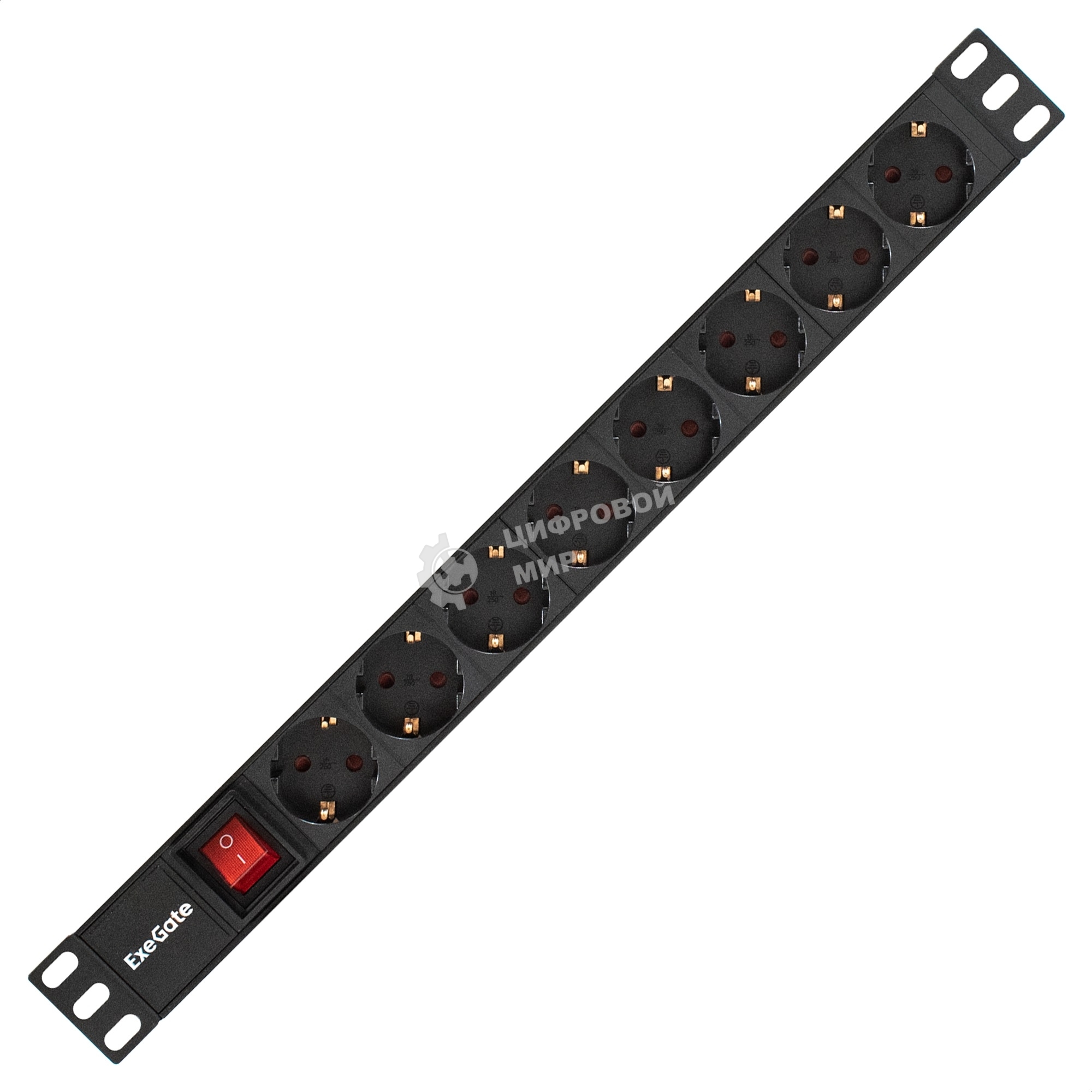 Блок розеток горизонтальный ExeGate ServerPro PDU-19H801 Al-8S-C14-SW, 19