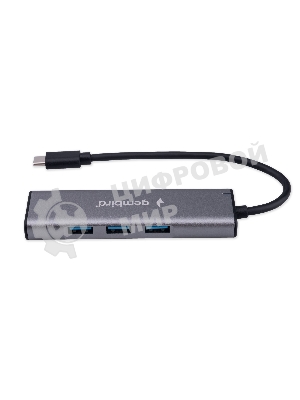 Разветвитель USB3.1 Gembird UHB-U3P7-02, 7хUSB, с доп.питанием (порт Type-C), OTG, кабель Type-C 19см, алюминий, коробка