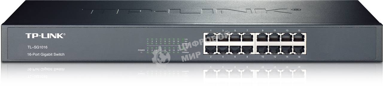Коммутатор TP-Link SMB TL-SG1016 Коммутатор 16-port Gigabit Switch, 1U 19-inch rack-mountable steel case