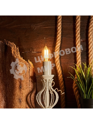 Лампа светодиодная филаментная Rexant Свеча на ветру CN37 7.5 Вт 600 Лм 2700K E14 диммируемая, прозрачная колба