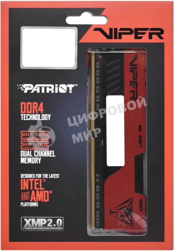 Оперативная память Patriot Viper Elite II, DDR4, 32GB (2x16 GB), 3200 MHz, CL18, DIMM, радиатор, красный, черный