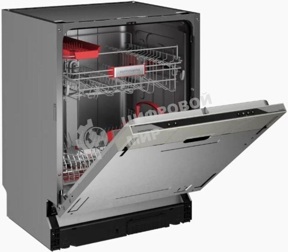 Встраиваемая посудомоечная машина Kuppersberg, High-Tech, 60 см, 14 комплектов, 3 корзины, 7 программ, конденсационная сушка, автоматическое открывание двери, LED подсветка, кнопочное управление, энергоэффективность А+++