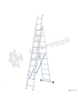 Лестница Сибртех, 3 х 10 ступеней, алюминиевая, трехсекционная