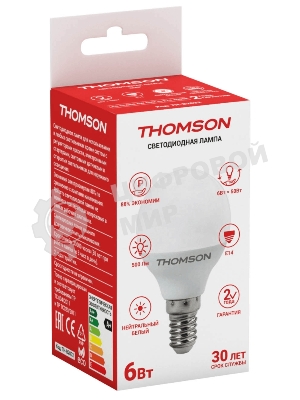 Лампа светодиодная Hiper THOMSON LED GLOBE 6W 500Lm E14 4000K TH-B2032