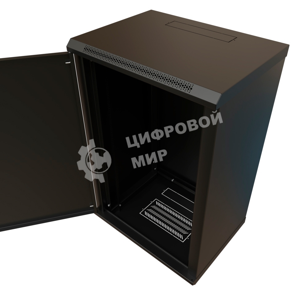 Шкаф коммутационный WRline (WR-TW-1845-SR-RAL9004) настенный 18U 600x450 мм пер. дв. металл 2 бок. пан. 60 кг черный 370 мм 908 мм IP20 сталь