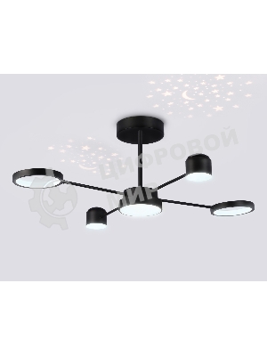 Потолочный светодиодный светильник Ambrella light FL51632/4+1 BK/GD черный/золото 3000K-6400K 48W 910*745*300 (ПДУ ИК)