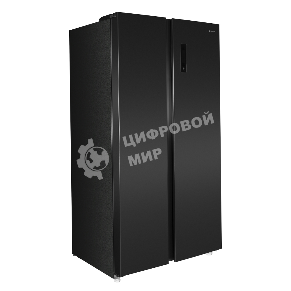 Холодильник Maunfeld MFF177NFSB черный глянц. двухкамерный 263/170л морозилка сбоку, No Frost, Side by Side