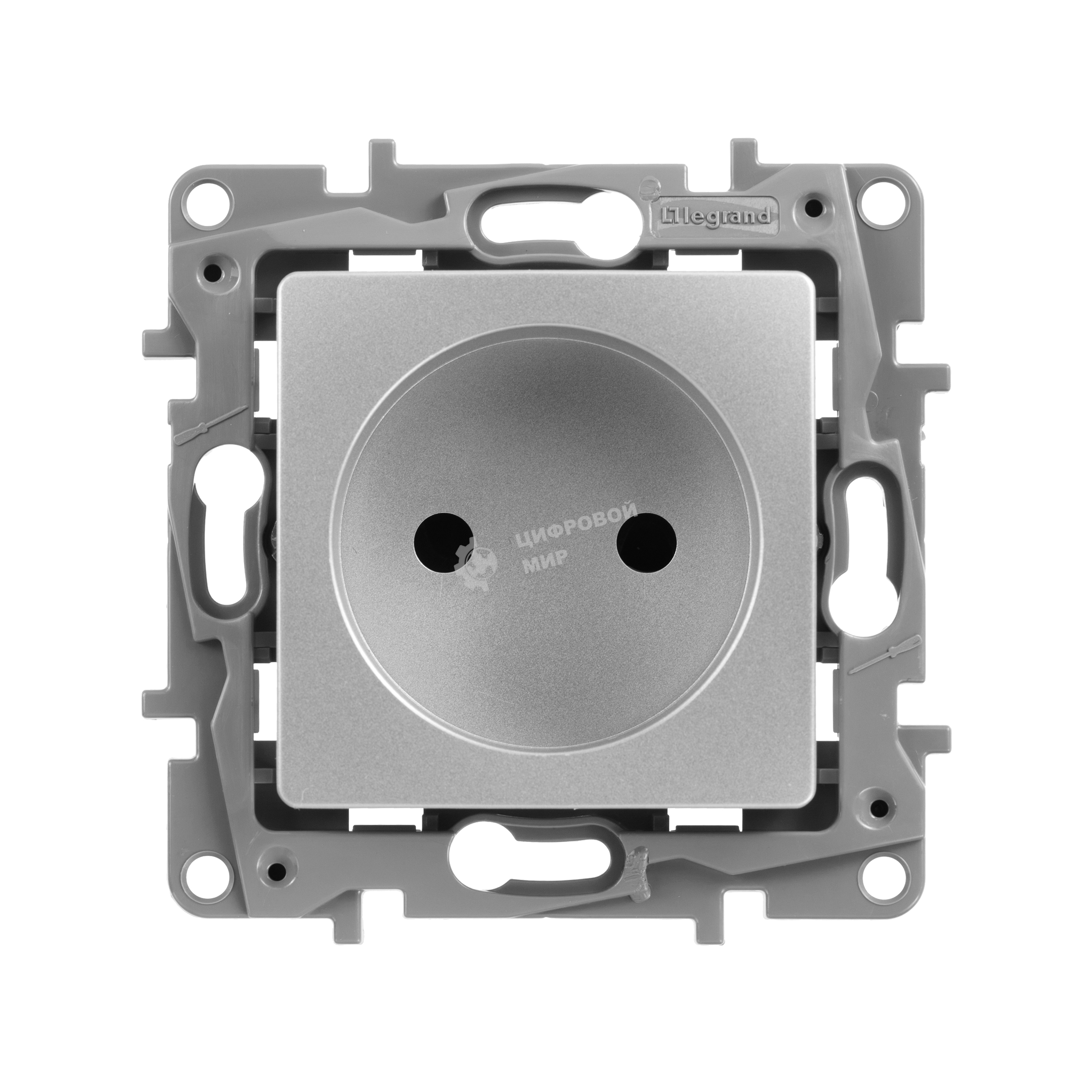 Розетка 2К на винтах, защ. шт., алюминий ETIKA 