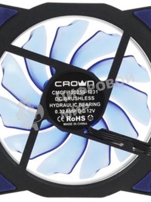 Вентилятор для корпуса Crown CMCF-12025S-1231 черный/синий, 120 мм, 1650 об/мин, 23 дБ, 3 pin