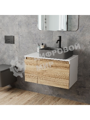 Комплект: тумба Bau Dream Blackwood 80, раковина BAU Cerama 48х37, темно-серая, смеситель Hotel Dream Black, черный матовый