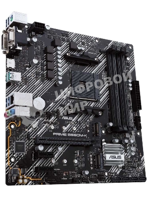 Материнская плата ASUS PRIME B550M-K, AM4, AMD B550, 4xDDR4, 4xSATA, 2xM.2, 1xPCIe 4.0 x16, 2xPCIe x1, 1xDVI-D, 1xHDMI, 1xVGA, 1x 1Gb LAN, 4xUSB 3.2 Gen 1, 2xUSB 3.2 Gen 2, 3x3.5 мм, 7.1, mATX