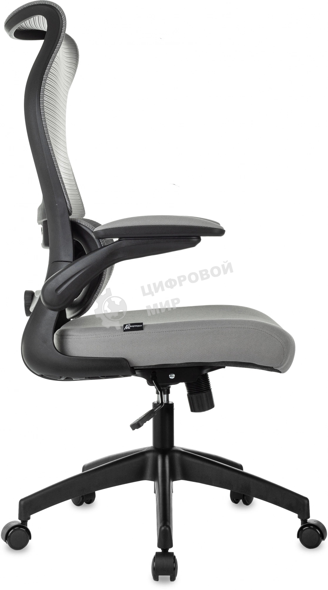 Кресло руководителя Бюрократ Sigma 1 серый, сетка/ткань, крестов. пластик