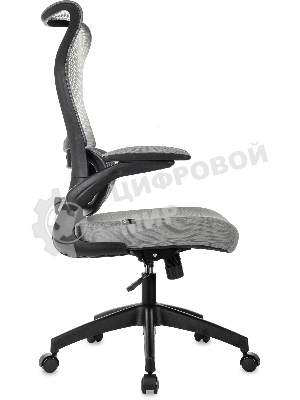 Кресло руководителя Бюрократ Sigma 1 серый, сетка/ткань, крестов. пластик