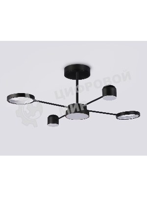 Потолочный светодиодный светильник Ambrella light FL51632/4+1 BK/GD черный/золото 3000K-6400K 48W 910*745*300 (ПДУ ИК)
