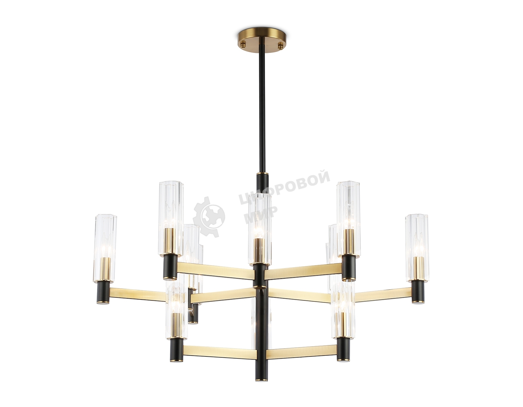 Люстра Ambrella light LH55515/12 BK/BS/CL черный/латунь/прозрачный E14*12 max 40W D860*905