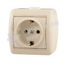 Розетка 1-м ОП Ната керам. с заземл. крем. Lezard 710-0300-122