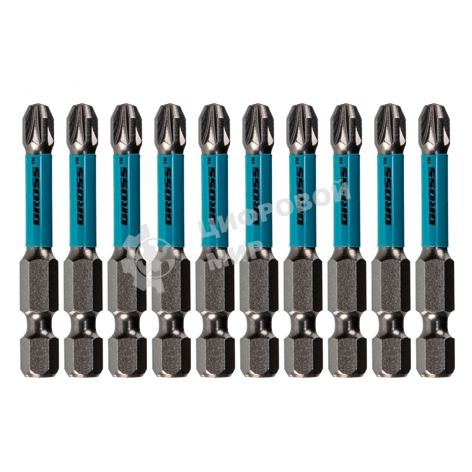 Набор бит торсионных PZ3x50 мм, для ударных шуруповертов, 10 шт. Gross