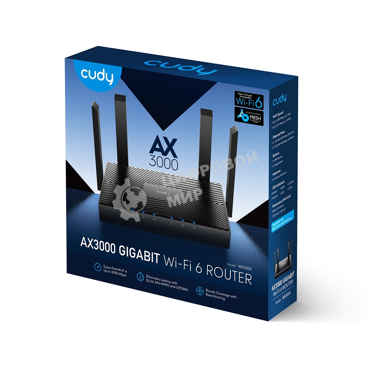 Роутер Cudy WR3000 AX3000 10/100BASE-TX/Wi-Fi черный