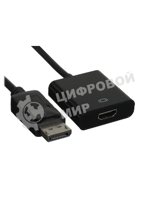 Переходник GoPower DisplayPort (m)-HDMI (f) ver.1.4 черный Premium Zip-Lock c подвесом (1/200)