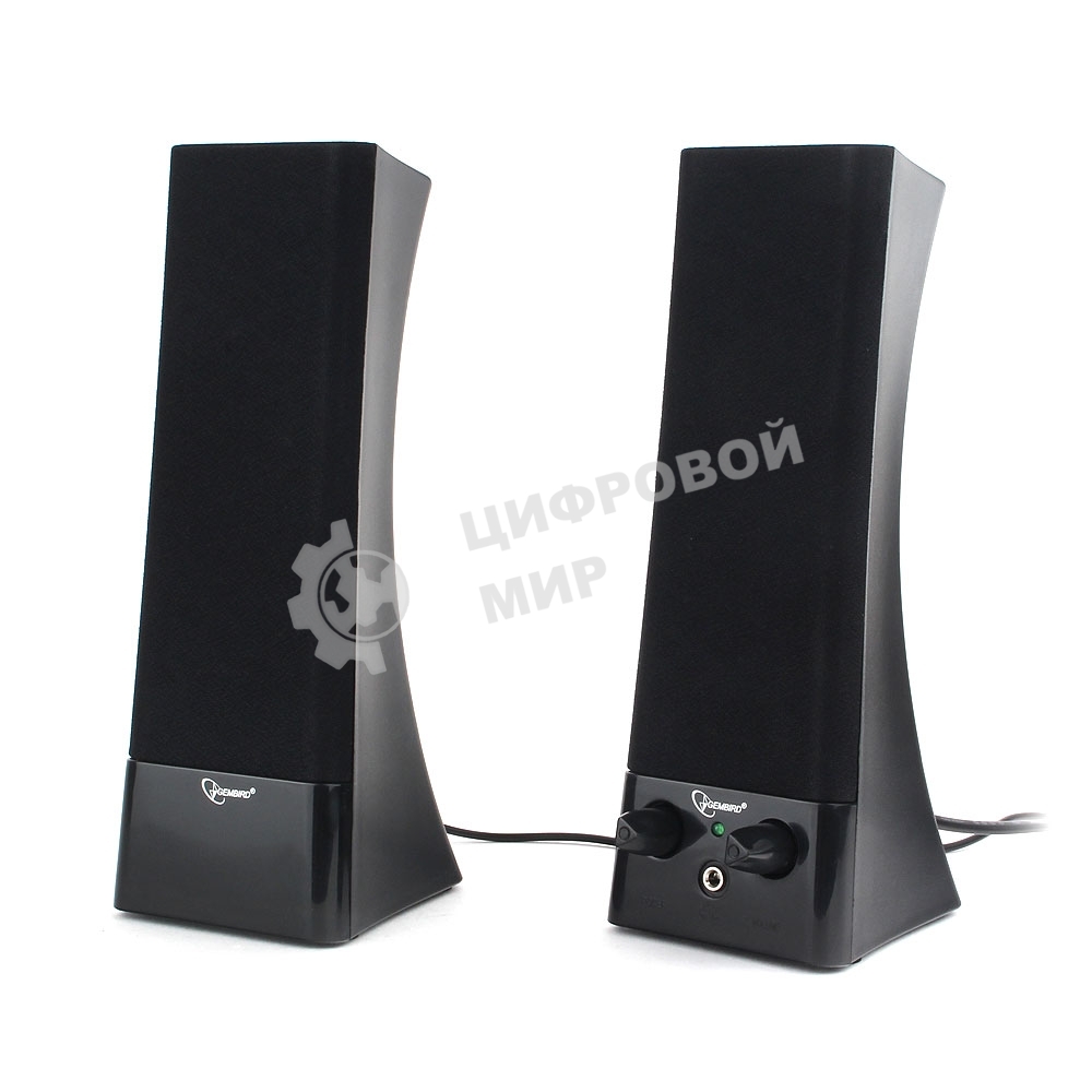 Акустическая система 2.0 Gembird SPK-500, черный, 6 Вт, рег. громкости, разъем для наушников, питание от сети