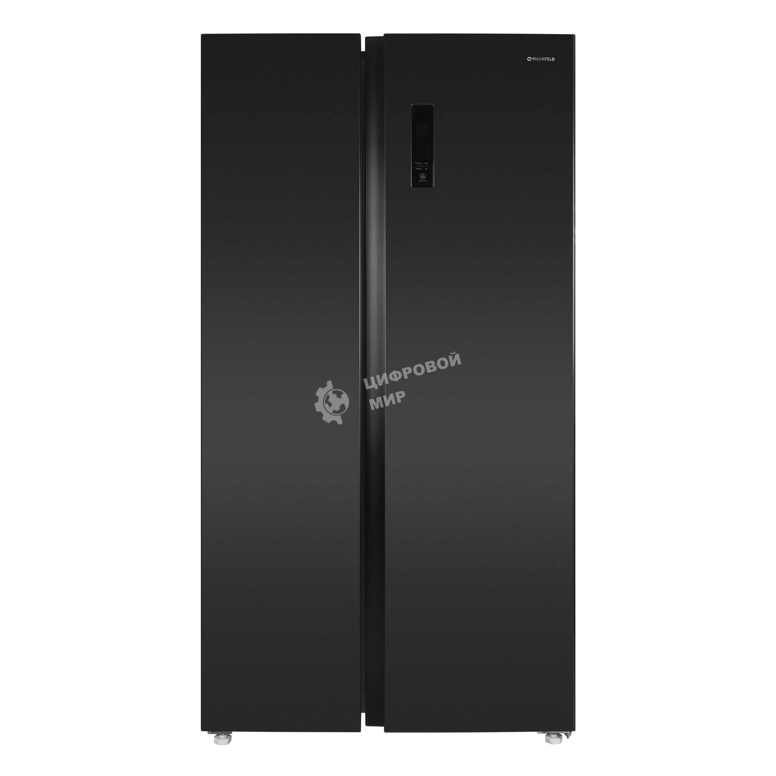 Холодильник Maunfeld MFF177NFSB черный глянц. двухкамерный 263/170л морозилка сбоку, No Frost, Side by Side