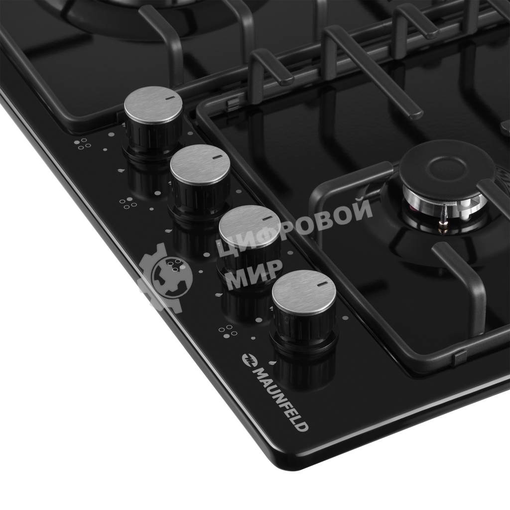 Газовая варочная панель Maunfeld EGHE.64.3STS-EB/G, 4 конфорки, эмалированная сталь, черный