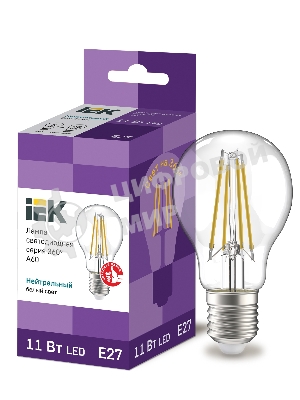 Лампа cветодиодная LED A60 шар прозр. IEK LLF-A60-11-230-40-E27-CL 11Вт 230В 4000К E27 серия 360°