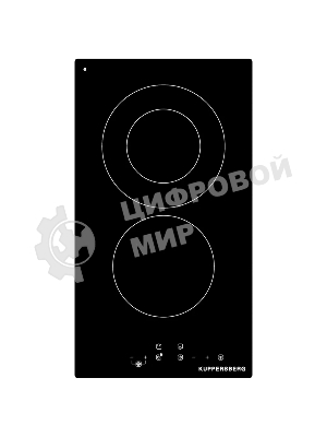 Варочная панель Kuppersberg, Hi-Light, High-Tech, 30 см, 2 конфорки, 9 уровней мощности, таймер, автоматическое отключение, индикация остаточного тепла, сенсорное управление, черный