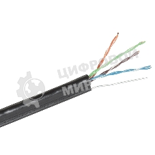 Кабель Exegate UTP 4 EX190974RUS пары кат.5e Exegate медь, внешн. прокладка, с тросом, катушка 305м, черный, PE