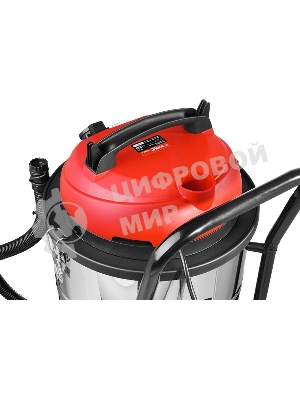 Строительный пылесос Зубр ПУ-60-1400 М4 серый/красный, 1400 Вт, уборка сухая/влажная/выдув, пылесборник мешок/контейнер, 60 л