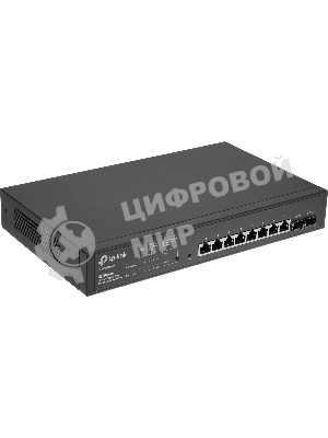 Коммутатор TP-Link JetStream 10-Port Gigabit Smart Switch with 8-Port PoE+, 8× Gigabit PoE+ Ports, 2× Gigabit SFP Slots, 802.3at/af, 150 W PoE Power, 1U 13-inch Rack-mountable Steel CaseIntegration with Omada SDN Controller, 802.1Q VLAN, STP/RSTP/MSTP, IGMP Snoopi