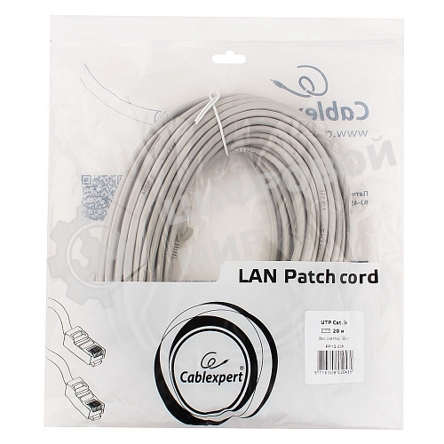 Патч-корд UTP Cablexpert cat.5e, 20м, литой, многожильный серый