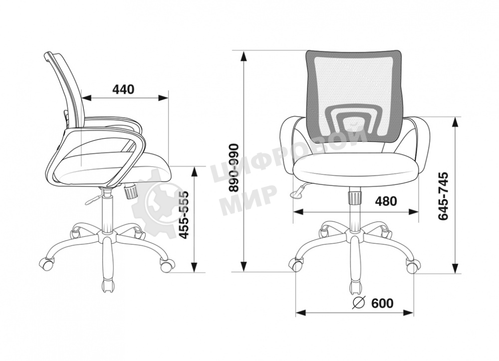 Кресло компьютерное Бюрократ CH-695N/SL/BLACK спинка сетка черный TW-01, сиденье черный TW-11, крестовина хром