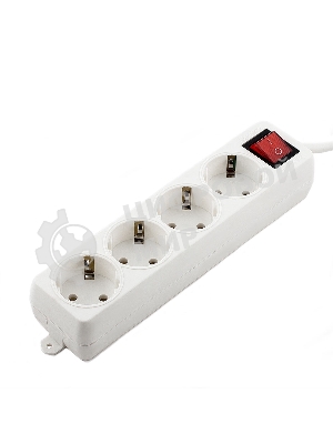 Сетевой фильтр Гарнизон ELB-G4-W-3, 4 евророзетки с выключателем и заземлением, допустимый ток 16А, длина 3 м.