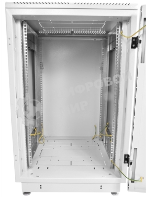 Шкаф коммутационный ЦМО ШТК-М-18.6.6-1ААА-9005 18U 600x600 мм пер. дв. стекл задн. дв. стал.лист 2 бок. пан. направл. под закл.гайки 270 кг черный