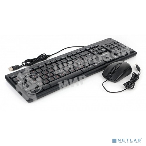 Комплект клавиатура + мышь пров. Гарнизон GKS-126, черный, 104 кл, 3кн, 1000 DPI, кабель 1.5м