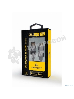 Кабель DisplayPort->HDMI Cablexpert CC-DP-HDMI-4K-6, 4K, 1.8м, 20M/19M, черный, экран, пакет